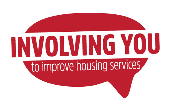 Branding logo showing the words INVOLVING YOU to improve housing services.