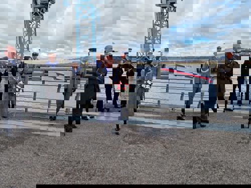 Provost Karen Murray Conaghan at the unveiling of a new plaque honouring sailors from the Piorun war ship