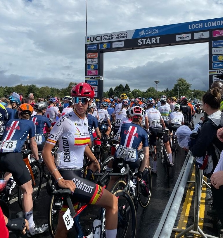 UCI start line for the Women’s Elite Road Race on Sunday