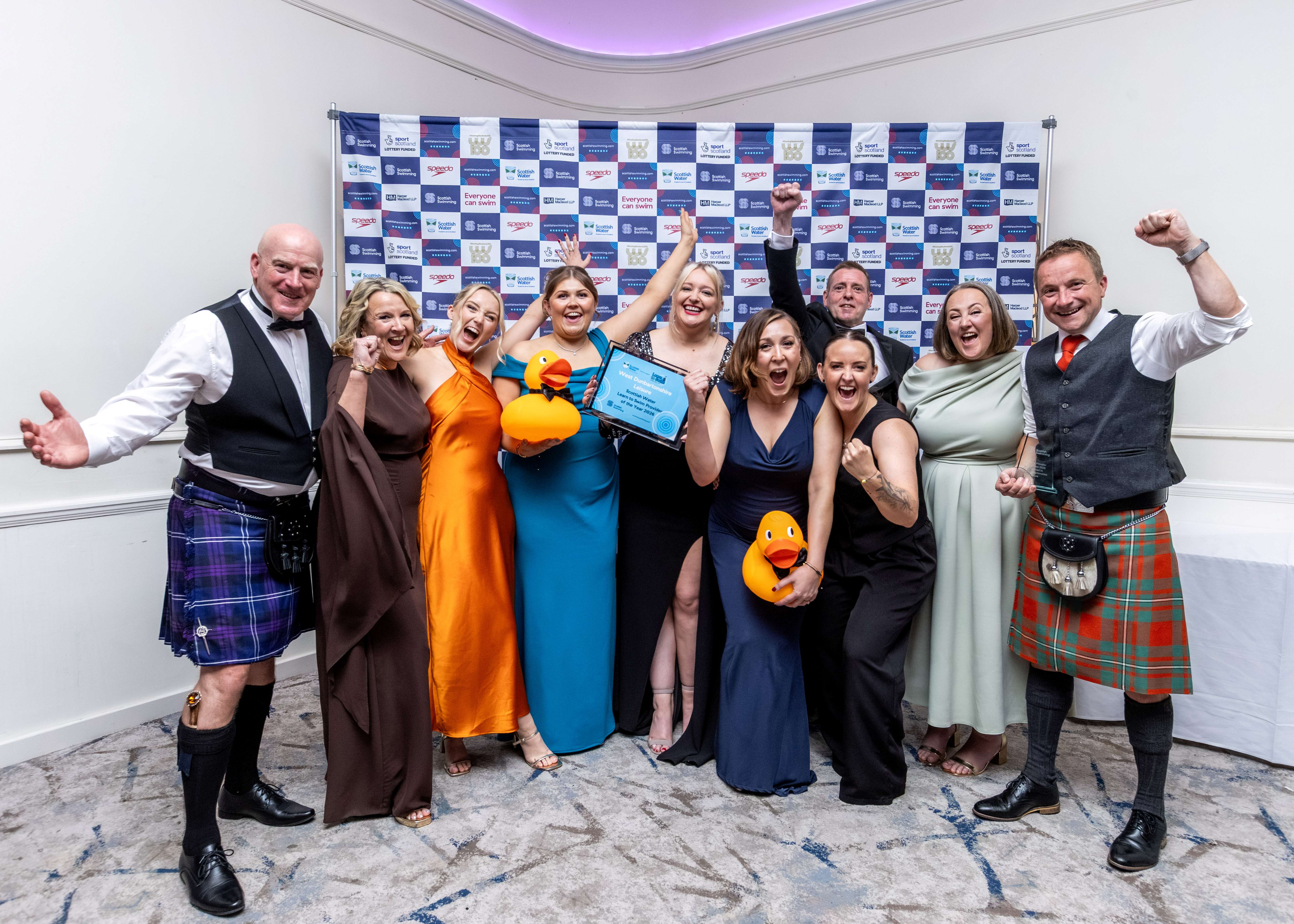 West Dunbartonshire Leisure Trust staff celebrating