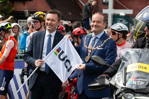 Provost Douglas McAllister with David Lappertient, president of UCI