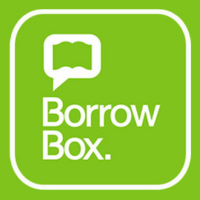 Green logo with white text saying borrowbox