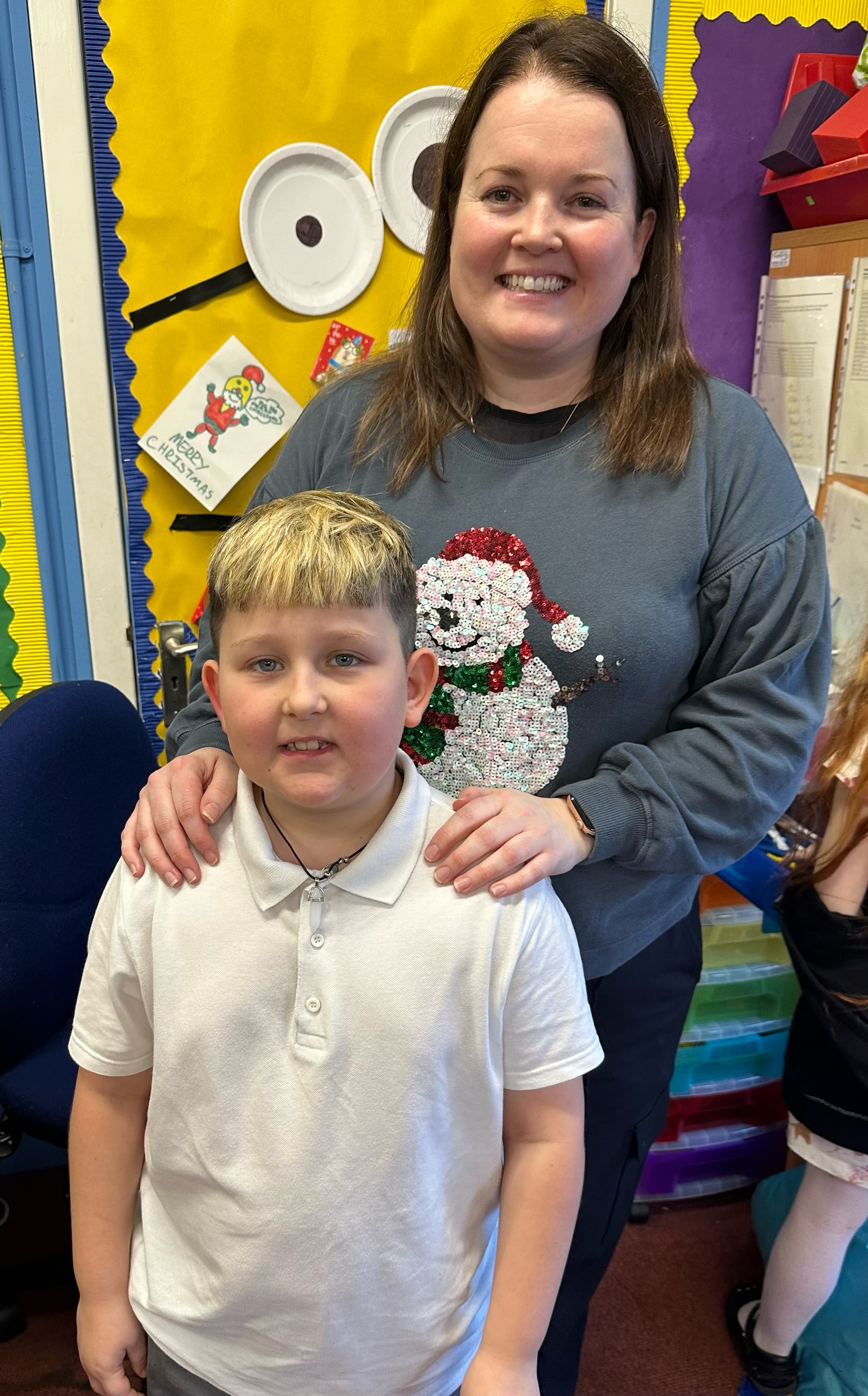 Teacher and pupil of Whitecrook Primary