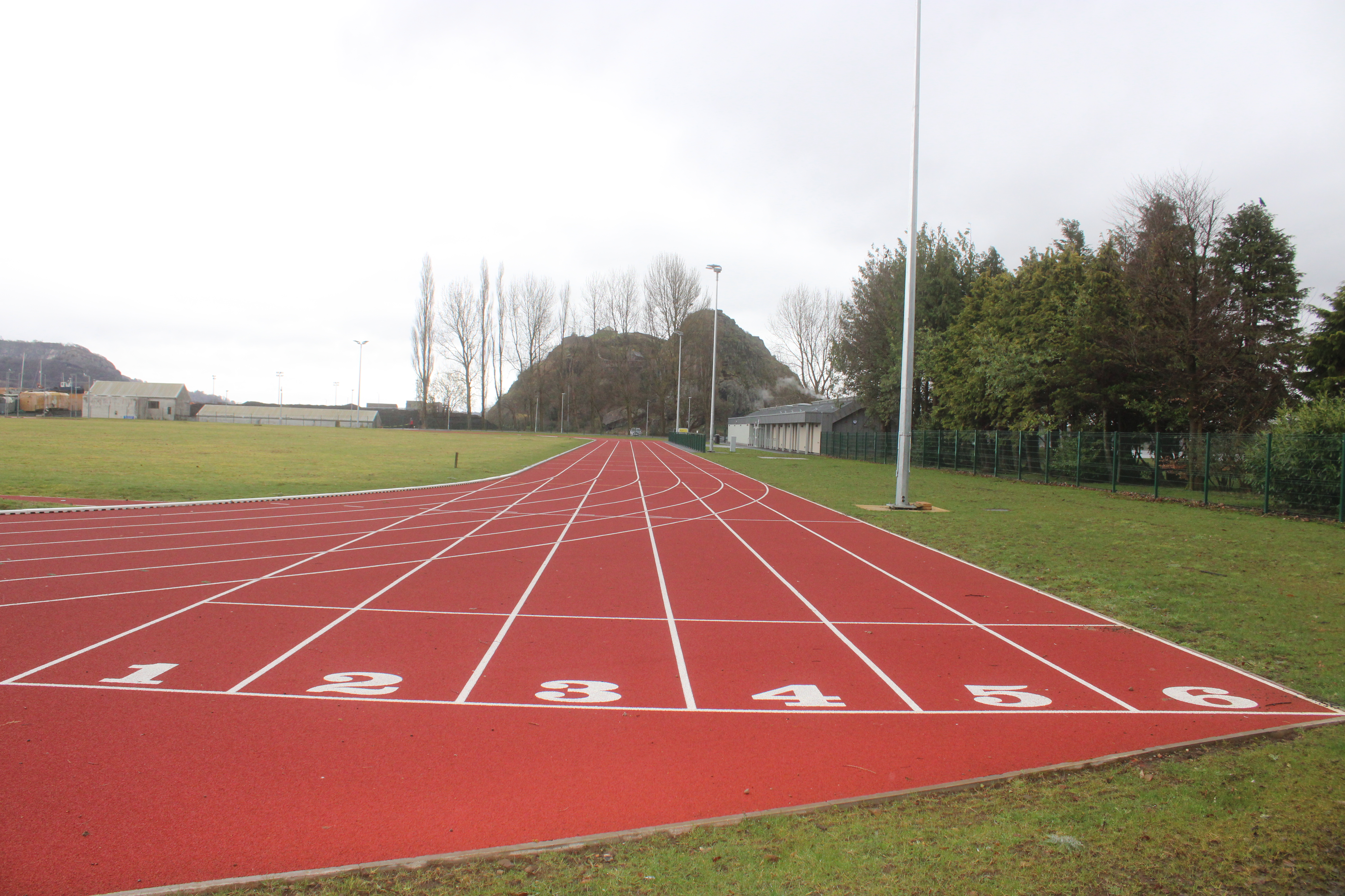 image of Posties Park Track = start of the 6 lane 100m straight