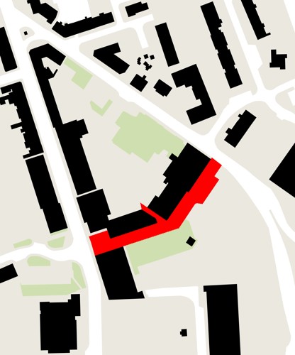 An illustrated map of Alexandria town centre, with Mitchell Way highlighted in red.
