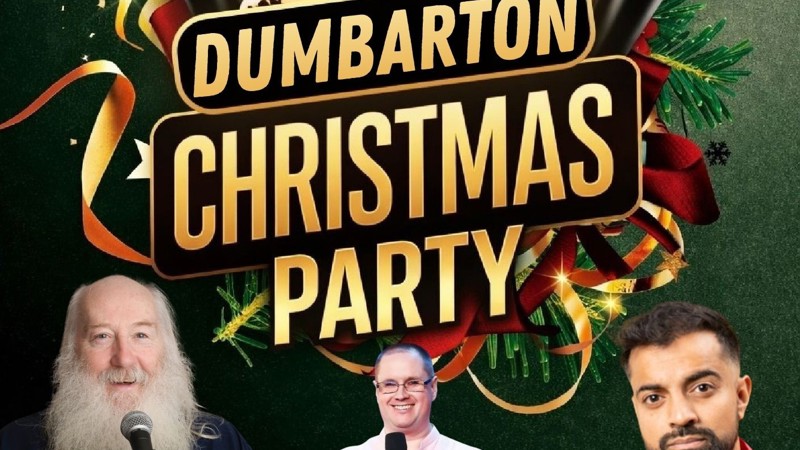 Microphones and Christmas Baubles with the images of the three acts